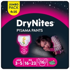 Bild Huggies DryNites hochabsorbierende Nachtwindeln bei Bettnässen, für Mädchen 3-5 Jahre, 4 x 16 Stück (insg. 64 Stück), Monatspackung Windel-Pants