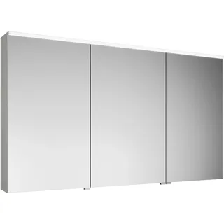 burgbad Eqio Spiegelschrank mit LED-Aufsatzleuchte, 3-türig, mittlerer Türanschlag links, 1400x800x170mm, SPGS140RF2009, Korpus: Weiß Hochglanz