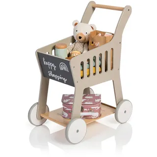 Musterkind Kindereinkaufswagen , Grau, Naturfarben , Holz, Holzwerkstoff , 30.5x61x47 cm , CE, EN 71 , Spielzeug, Holzspielzeug