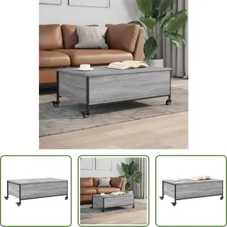 The Living Store Couchtisch mit Rollen Grau Sonoma 91x55x34 cm Holzwerkstoff - Grau