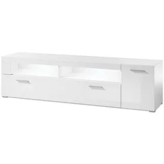 furn.design TV-Lowboard weiß Hochglanz TV Unterteil mit Stauraum 180 x 48 cm Wohnzimmer, Wohnwände, Lowboards, Lowboards stehend