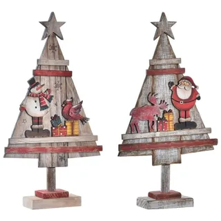 DKD Home Decor Weihnachtsbaum der Marke, rot, aus Holz, 17 x 5 x 31,5 cm, 2 Stück