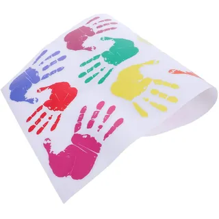 Wandtattoo mit Handabdruck aus Pvc, Abnehmbar, Schulanfang Deko | Bunte Wandaufkleber für Flur, Möbelplatten und Fenster, Zartes Motiv, Liebevoll für Kita und Kinderkunst
