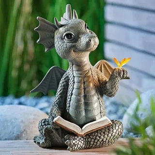 YFJSML Gartendrachen Figuren Deko, Drachen Gartenfiguren, Gartendeko für Draußen, Schöne Hof Drachenskulptur, Kunstharz Drachenskulptur Garten,Drachen Figuren Deko Geschenke für Familie&Freunde (A)