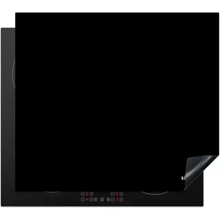 KitchenYeah© Herdabdeckplatte Einteilig Induktionsmatte Küche Abdeckung | 59x52 cm - Glaskeramikkochfeld Herd Abdeckplatte Deko Vinyl Matte Aufrollbar Schwarz - Einfarbig - Marke