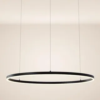 s.luce Led-Hängeleuchte Ring Direkt/Indirekt 5m Schwarz Ø 100cm , Metall , Rund,Rund , LED integrated , 100x3.3x100 cm , Lampen & Leuchten, LED Beleuchtung, LED-Hängeleuchten