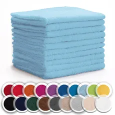 NatureMark 10er Pack Waschlappen | 100% Baumwolle | Frottier Seiflappen | Größe 30 x 30 cm | Frottee Seiftücher im 10er Pack Farbe: Hell blau