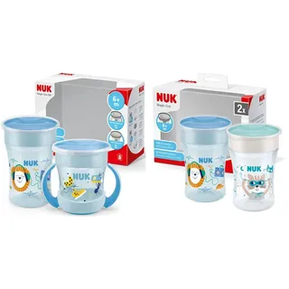 NUK Magic Cup & Mini Magic Cup Trinklernbecher, Duo-Set | auslaufsicherer 360°-Trinkrand | ab 6 Monaten | BPA-frei | 160 ml & 230 ml | blau | 2 Stück