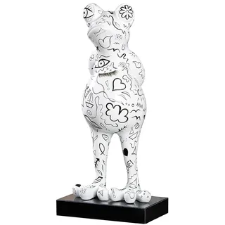 Casablanca Design große Deko Skulptur Frosch XXL - aus Kunstharz auf Marmorsockel - Höhe 68 cm - Weiß Schwarz - Dekoration Geschenkidee Höhe 68 cm