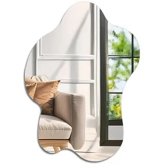 Muzilife Asymmetrischer Rahmenloser Wandspiegel, 58 x 82cm | Unregelmäßiger Großer Ganzkörperspiegel zum Aufhängen mit MDF-Rückwand, für Wand Wohnzimmer Bad Flur Eingang, Deko