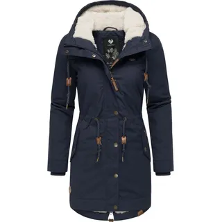 Ragwear Winterjacke YM-Canny stylischer Damen Kurzmantel Parka mit Kapuze blau XS (34)
