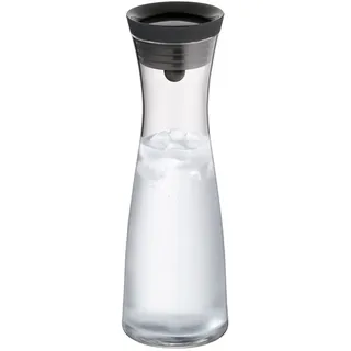WMF Basic Wasserkaraffe 1 Liter, Glaskaraffe mit Deckel, Silikondeckel, CloseUp-Verschluss, Wasserkaraffe mit Deckel schwarz
