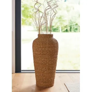 große Dekovase Seegras Bodenvase 70 cm hoch, Blumenvase, Vase | modern & groß für Trockenblumen, Gräser, Äste