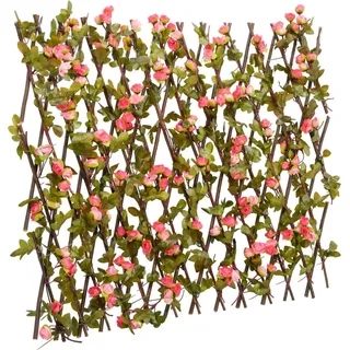 vidaXL Rankgitter mit Künstlichem Efeu 5 Stk. Erweiterbar 180x60 cm - Rosa
