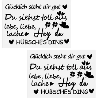 2PCS Spiegel Aufkleber Badezimmer Dekoration Spruch Wandtattoo, Motivations Sprüche Wandtattoo Wandaufkleber für Zitate, Fensterbilder und Wandsticker zur Förderung von Selbstbewusstsein und positiver