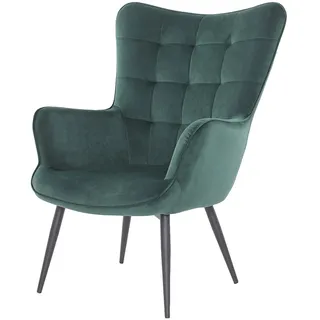 byLIVING Sessel UTA, Samtbezug dunkelgrün, Gestell Metall schwarz