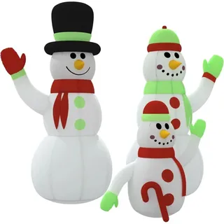 vidaXL Aufblasbare Schneemann-Familie mit LEDs 360 cm