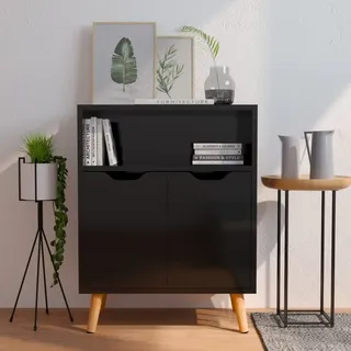 vidaXL Sideboard Hochglanz-Schwarz 60x30x72 cm Holzwerkstoff - Schwarz
