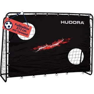 Hudora Fußballtor Trainer mit Torwand I Robustes Outdoor-Tor für Kinder & Erwachsene I Tormauer mit Zwei verstärkten Schusslöchern I wetterfestes Tor für Training & Freizeit - Standard-Edition