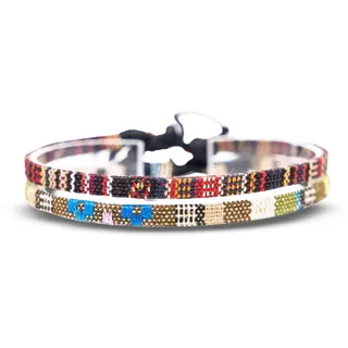 Made by Nami Surfer Fußband 2-er Set Damen & Herren - Dünnes Boho Hippie Ethno Fußkettchen - Handmade Strand Festival Accessoires - 100% Wasserfest & Verstellbar - 100% ökol. Baumwolle