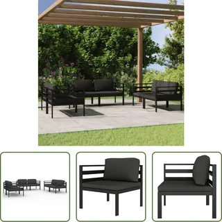 The Living Store 6-tlg. Garten-Lounge-Set mit Kissen Aluminium Anthrazit - Grau