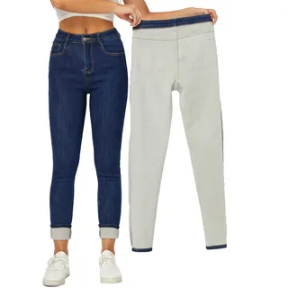 Yehopere Fleece gefüttert Thermo Winter Jeans dünne Jeans Hosen Jeggings warme Stretch-Jeans