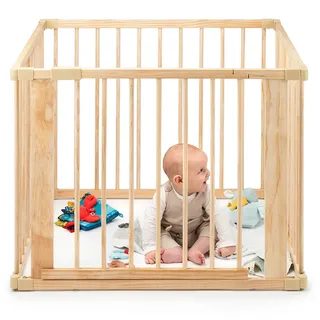 dibea Baby-Laufstall, Holz-Laufgitter 68 cm Höhe und Tür (verschiedene Größen)