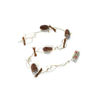 HEITMANN DECO Weihnachts-Lichterkette - 10 LEDs - batteriebetrieben - innen - Tannenzapfen - Sterne - warm weiß
