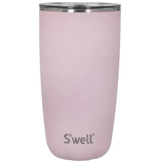 S'well Becher mit Deckel, 530ml, Rosa Topas, vakuumisolierter Reisebecher mit Pop-On-Deckel, für heiße und kalte Getränke, unterwegs bis zu 12h kalt/4h heiß
