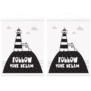 Benjia Magnetisch Posterschiene, Magnet Magnetische A2 Posterrahmen Holz Posterleiste Posterhänger für drucken Kunstwerk (42cm, Weiß,2packs)