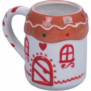 XMas Tassen, Weihnachtshaus, weiß, 330 ml, Keramik, 4 Stück