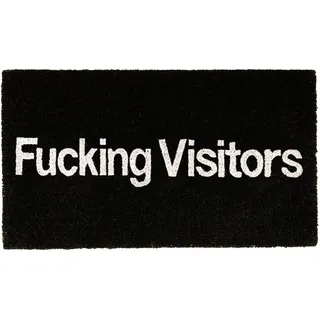 FISURA – Fußmatte “Better Late” aus Kokosnuss mit Rutschfester PVC-Basis. Handbemalte Innenmatte in Rosa. Türmatte mit lustigem Spruch. 70 cm x 40 cm. (Visitors, schwarz)