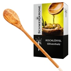 Schwertkrone Kochlöffel Set Olivenholz | Pfannenwender | Risottolöffel | spitz und rund (Kochlöffel rund)