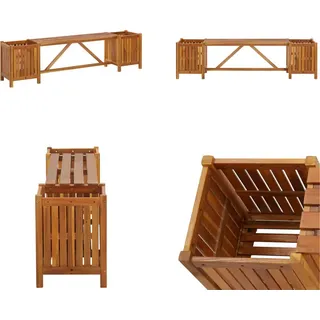 vidaXL Gartenbank mit 2 Pflanzkübeln 150×30×40 cm Massivholz Akazie - Gartenbank - Gartenbänke - Außenbank - Außenbänke - Braun