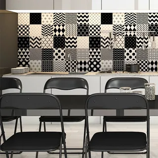 Ambiance Sticker Selbstklebende Wandfliesen für Küche und Bad Norvégien - 9 Stück Aufkleber 15 x15 cm