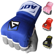 AQF Boxing Innenhandschuhe Handumschläge Faustpolsterbandagen MMA Gel Strap Mitts Kickboxing (Blau, XL)