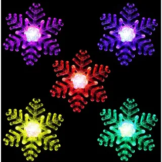 SOLUSTRE 5 Stücke LED Schneeflocken Fensterdeko Lichter Weihnachten Fensterlicht LED Weihnachtsbeleuchtung Fenster Saugnapf Lichterkette Fensteraufkleber Weihnachtsdeko Xmas Deko Ohne Akku