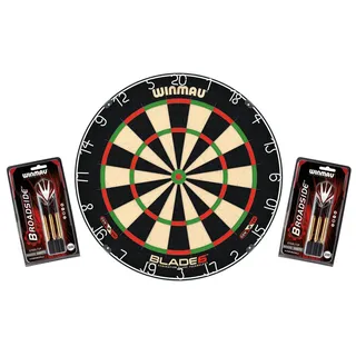WINMAU Dartboard Original Blade 6 + 2 Steeldart Sets Broadside Brass bunt Einheitsgröße
