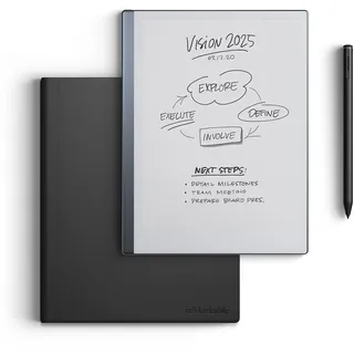 reMarkable 2 Bundle - Leder-Folio | 10,3-Zoll reMarkable 2 Papier-Tablet, Marker Plus Pen mit integriertem Radierier und Book Folio-Hülle aus hochwertigem Schwarzen Leder