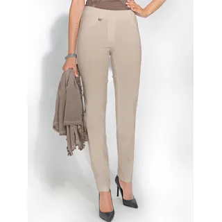 Ascari Stretch-Hose ASCARI, Damen, Gr. 20, Kurzgrößen, beige, 74% Viskose, 23% Polyamid, 3% Elasthan, unifarben, lang, Hosen Stretch-Hose