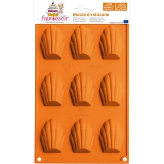 Framboiselle fra8812 Backform für 6 Madeleines Silikon Orange 32 x 17,5 x 1,7 cm