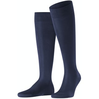 Falke Herren Kniestrümpfe Tiago Socken, Bio-Baumwolle, Logo, lang, einfarbig Dunkelblau 45-46