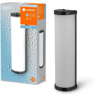 LEDVANCE Badezimmerleuchte für die Wand in Zylinderform mit 320mm Durchmesser, schwarz, E14-Sockel (kein Leuchtmittel dabei), IP44-Schutz, klassisch-modisches Design