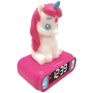 Digitaler Wecker mit Nachtlicht – Einhorn – 3D-Licht und -Sound – Weiß und Rosa – Kinder - Rosa