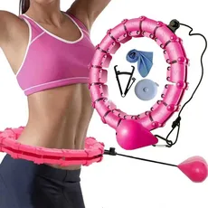 Smart Hula Hoop Reifen Erwachsene & Anfänger mit Gewicht, Hula Hoop zum abnehmen, 24+3 Abnehmbare Knoten Hoola Reifen für Kinder, 27-Teiliger Abnehmbarer Fitness Hula Hoop (Rosa - 27 Knoten)