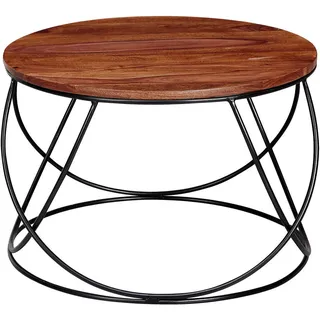 Wohnling Couchtisch rund Braun Sheesham 60 x 60 x 40 cm