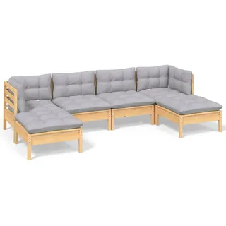 vidaXL Garten-Lounge-Set 6-tlg. grau