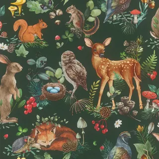 Rasch Textil Vliestapete 10,05 m x 0,53 m 300338 Dunkelgrün/Schwarz