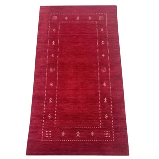 Rot Teppich 100% Wolle Handgefertigt 90X160 cm Handgewebt Gabbeh Orient AC06