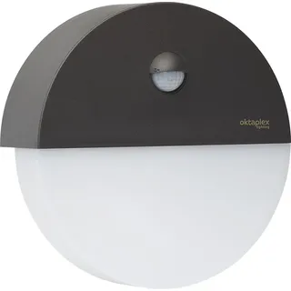 Oktaplex lighting Außenwandleuchte anthrazit 5,7 cm mit Bewegungsmelder IP54 10 W 1000 Lumen